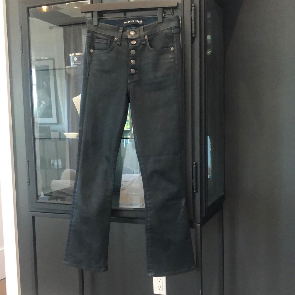 Veronica Beard Carolyn coated denim jeans.